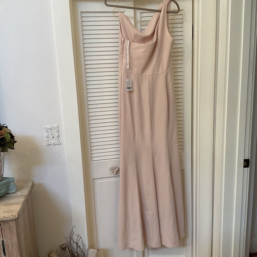 After Six Gown Maxi Dress Crepe One Shoulder Cameo Size 8 NWT - Picture 7 of 10